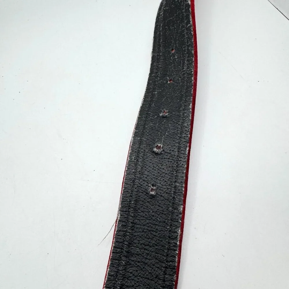 Vintage Carlistle Red Suede Belt Gold-Toned Buckle - Picture 9 of 10